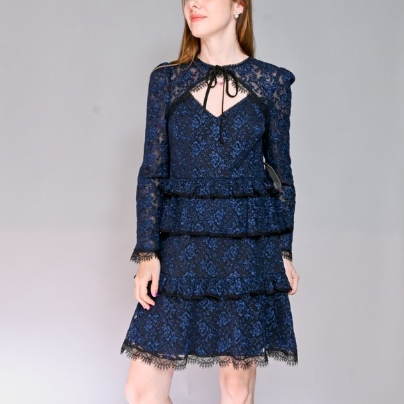 ML MONIQUE LHUILLIER Tie-Neck Lace Dress NWT - Picture 6 of 7